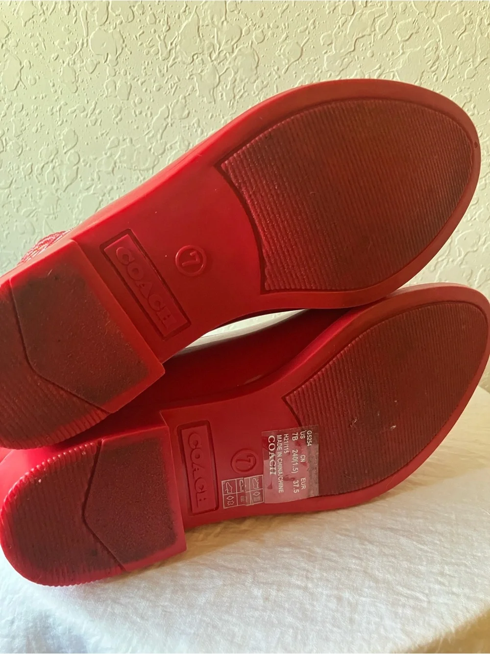 Coach: Red “Candy Apple”Rivington Rain Booties Boots- 7